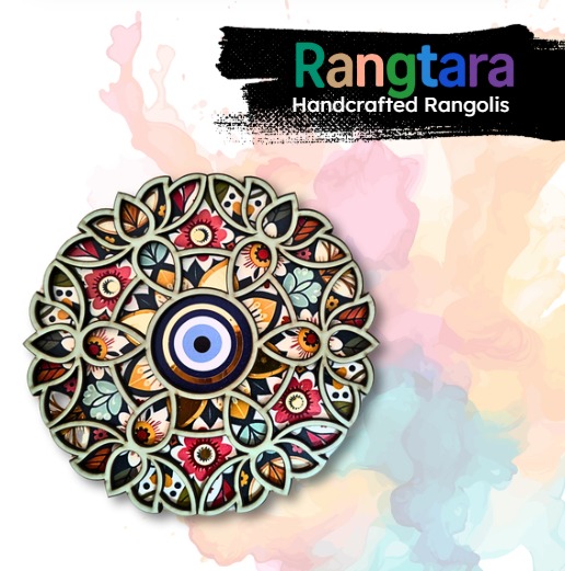 Evil Eye Mandala Wall Decor – 6x6 Inch Handmade Wooden Wall Hanging for Home & Spiritual Protection | Atmikaa Creations - Image 2